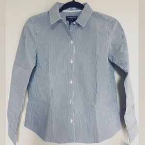 Grey/white striped work blouse